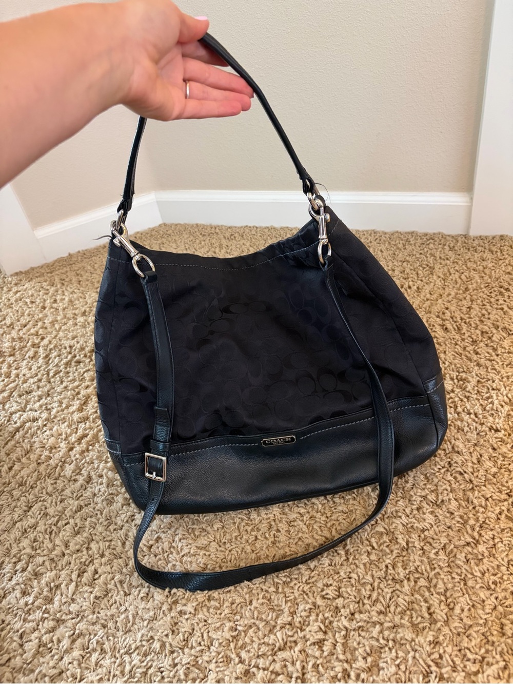 Coach Black Signature Canvas Shoulder Bag